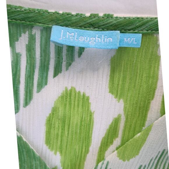 J. McLaughlin Libre Silk Caftan Maxi Dress Size M/L Resort Green Flowy Boho Chic - Picture 6 of 11